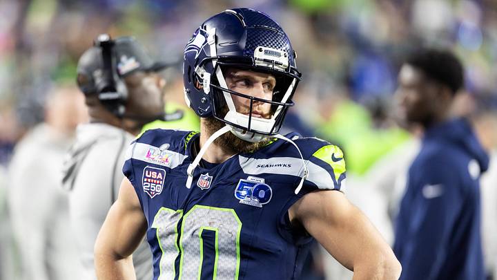 Feb 8, 2026; Santa Clara, CA, USA; Seattle Seahawks wide receiver Cooper Kupp (10) against the New England Patriots during Super Bowl LX at Levi's Stadium.