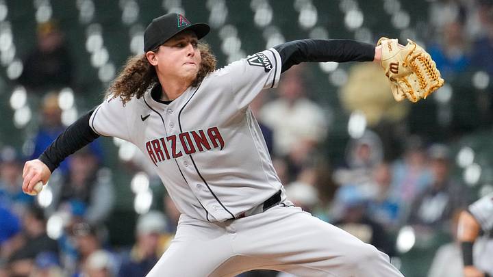 Apr 28, 2026; Milwaukee, Wisconsin, USA; Arizona Diamondbacks pitcher Andrew Hoffmann (56) delivers a pitch against the Milwaukee Brewers in the sixth inning at American Family Field. Mandatory Credit: Michael McLoone-Imagn Images Apr 28, 2026; Milwaukee, Wisconsin, USA; Arizona Diamondbacks pitcher Andrew Hoffmann (56) delivers a pitch against the Milwaukee Brewers in the sixth inning at American Family Field. Mandatory Credit: Michael McLoone-Imagn Images