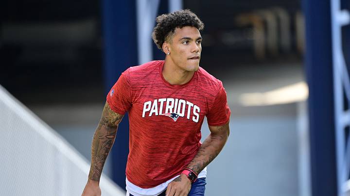 Jul 26, 2023; Foxborough, MA, USA; New England Patriots cornerback Christian Gonzalez (50) makes his way to the practice fields for training camp at Gillette Stadium. Mandatory Credit: Eric Canha-USA TODAY Sports Jul 26, 2023; Foxborough, MA, USA; New England Patriots cornerback Christian Gonzalez (50) makes his way to the practice fields for training camp at Gillette Stadium. Mandatory Credit: Eric Canha-USA TODAY Sports