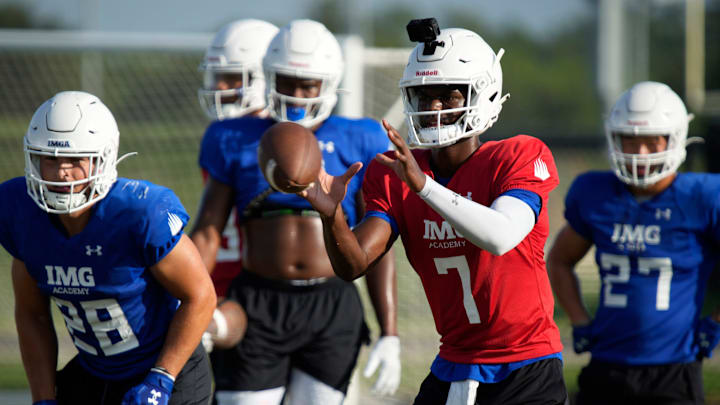 IMG Academy Jayden Wade (#7). IMG Academy held a media day practice on Friday, Aug. 1st, 2025 in Bradenton. IMG Academy Jayden Wade (#7). IMG Academy held a media day practice on Friday, Aug. 1st, 2025 in Bradenton.