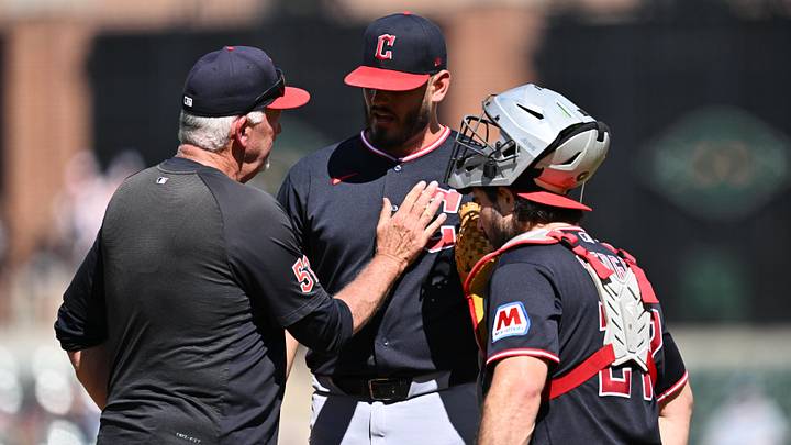 Sep 7, 2026; Baltimore, Maryland, USA; Cleveland Guardians pitching coach Carl Willis (51) talks with pitcher Franco Aleman (55) after Aleman gave up two runs on two bases loaded walks in the third inning against the Baltimore Orioles at Oriole Park at Camden Yards. Mandatory Credit: Jamie Sabau-Imagn Images Sep 7, 2026; Baltimore, Maryland, USA; Cleveland Guardians pitching coach Carl Willis (51) talks with pitcher Franco Aleman (55) after Aleman gave up two runs on two bases loaded walks in the third inning against the Baltimore Orioles at Oriole Park at Camden Yards. Mandatory Credit: Jamie Sabau-Imagn Images