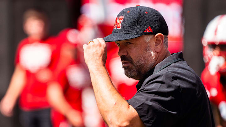 Aug 31, 2024; Lincoln, Nebraska, USA; Nebraska Cornhuskers head coach Matt Rhule before a game against the UTEP Miners at Memorial Stadium. 