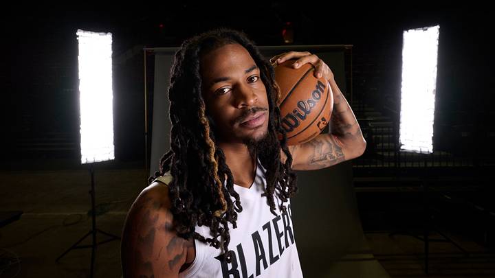 Sep 28, 2026; Portland, OR, USA; Portland Trail Blazers guard Ja Morant (1) during media day. Mandatory Credit: Troy Wayrynen-Imagn Images