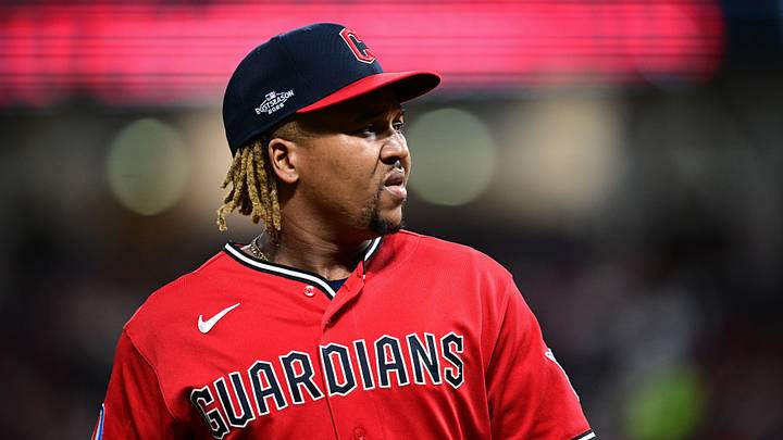 Oct 10, 2026: Cleveland Guardians third baseman Jose Ramirez (11) looks on during warm-ups against the Chicago White Sox in game five of the ALDS for the 2026 MLB Playoffs at Progressive Field.  Credit: David Dermer-Imagn Images