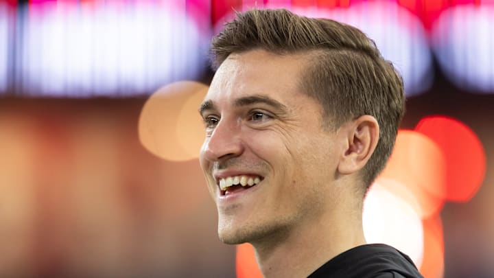 Nov 23, 2025; Glendale, Arizona, USA; Jacksonville Jaguars general manager James Gladstone against the Arizona Cardinals at State Farm Stadium. Mandatory Credit: Mark J. Rebilas-Imagn Images Nov 23, 2025; Glendale, Arizona, USA; Jacksonville Jaguars general manager James Gladstone against the Arizona Cardinals at State Farm Stadium. Mandatory Credit: Mark J. Rebilas-Imagn Images