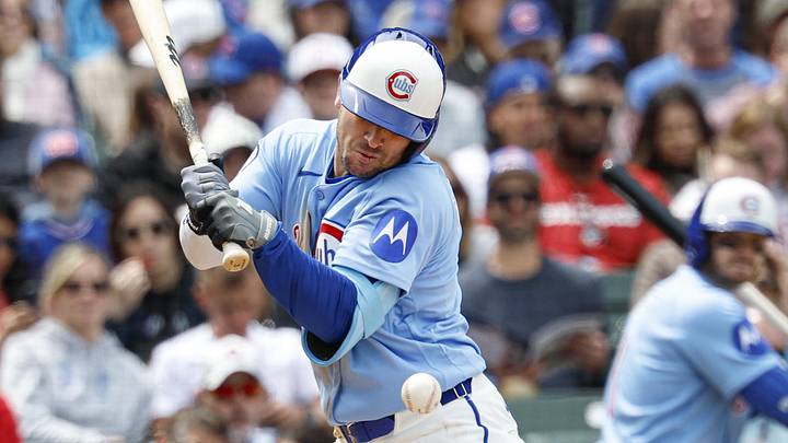 May 22, 2026; Chicago, Illinois, USA; Chicago Cubs third baseman Alex Bregman (3) is hit by a pitch from Houston Astros starting pitcher Spencer Arrighetti during the third inning at Wrigley Field. Mandatory Credit: Kamil Krzaczynski-Imagn Images May 22, 2026; Chicago, Illinois, USA; Chicago Cubs third baseman Alex Bregman (3) is hit by a pitch from Houston Astros starting pitcher Spencer Arrighetti during the third inning at Wrigley Field. Mandatory Credit: Kamil Krzaczynski-Imagn Images