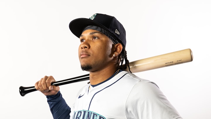 Seattle Mariners infielder Michael Arroyo poses for a portrait during media day at Peoria Sports Complex on Feb. 20.