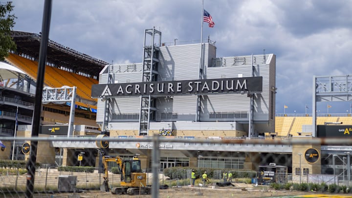 An exterior shot of the outside of Acrisure Stadium