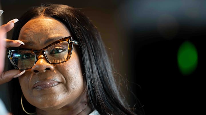 Jul 19, 2024; Phoenix, Ariz., United States; Sheryl Swoopes hosts a WBNA All-Star brunch in honor of her former teammate, Nikki McCray Penson, at Thea in Phoenix on July 19, 2024