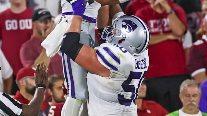 Sep 24, 2022; Norman, Oklahoma, USA;  Kansas State Wildcats quarterback Adrian Martinez (9)