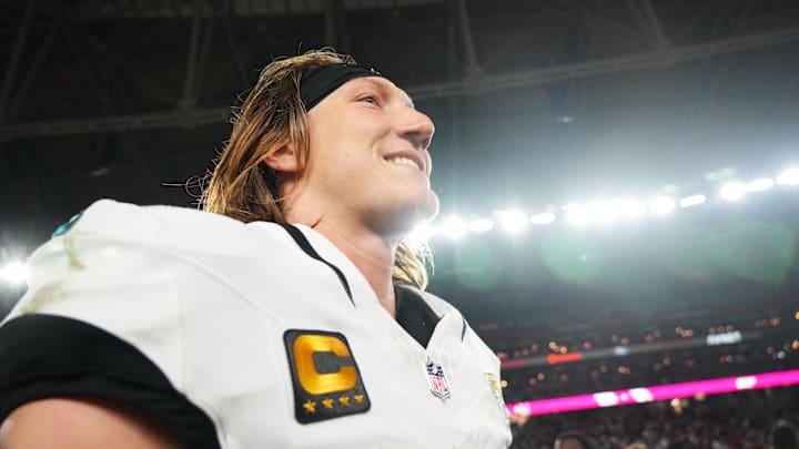 Nov 23, 2025; Glendale, Arizona, USA; Jacksonville Jaguars quarterback Trevor Lawrence (16) looks on after the game against the Arizona Cardinals at State Farm Stadium. Mandatory Credit: Joe Camporeale-Imagn Images Nov 23, 2025; Glendale, Arizona, USA; Jacksonville Jaguars quarterback Trevor Lawrence (16) looks on after the game against the Arizona Cardinals at State Farm Stadium. Mandatory Credit: Joe Camporeale-Imagn Images