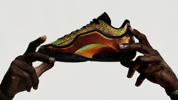 The Nike LeBron 23 launches in the "Uncharted" colorway.