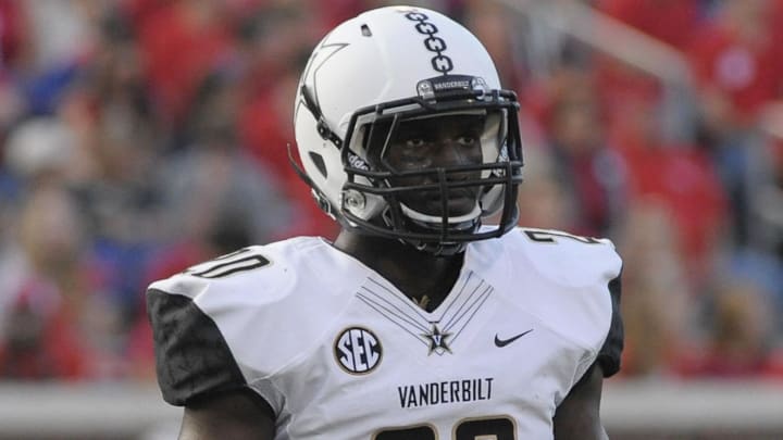 Sep 26, 2015; Oxford, MS, USA; Vanderbilt Commodores safety Oren Burks (20) during the game against the Mississippi Rebels at Vaught-Hemingway Stadium