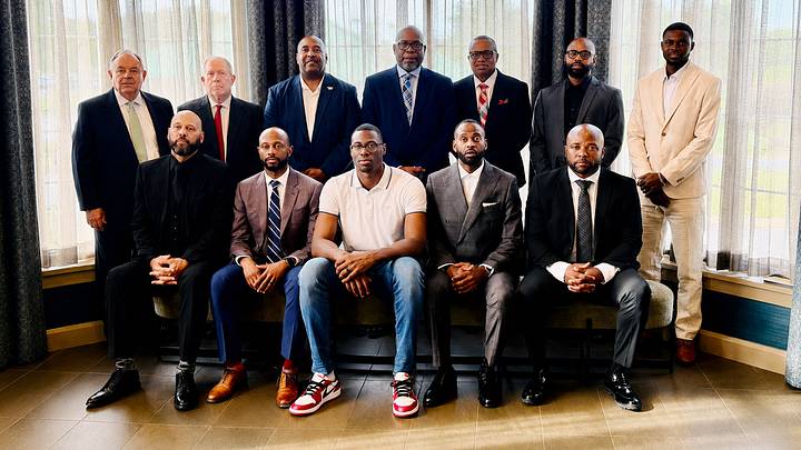 The 2026 BCL Hall of Fame Class. The newest members are (back row) Jack Degele (Mount St. Joseph; former BCL commissioner), Bryan Moorhouse (Cardinal Gibbons), Lou Winston (Loyola Blakefield), Vernon Hill (Calvert Hall), Marty Johnson (Cardinal Gibbons), Malcolm McMillan (John Carroll) and Terry Nolan (Mount Carmel); (second row, seated) Lee Hicks (St. Maria Goretti), Jamal Brunt (St. Frances), Jalen Smith (Mount St. Joseph) and Darnell Hopkins (Towson Catholic). The 2026 BCL Hall of Fame Class. The newest members are (back row) Jack Degele (Mount St. Joseph; former BCL commissioner), Bryan Moorhouse (Cardinal Gibbons), Lou Winston (Loyola Blakefield), Vernon Hill (Calvert Hall), Marty Johnson (Cardinal Gibbons), Malcolm McMillan (John Carroll) and Terry Nolan (Mount Carmel); (second row, seated) Lee Hicks (St. Maria Goretti), Jamal Brunt (St. Frances), Jalen Smith (Mount St. Joseph) and Darnell Hopkins (Towson Catholic).