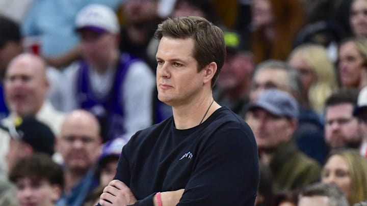 Jan 22, 2026; Salt Lake City, Utah, USA; Utah Jazz head coach Will Hardy during the second half against the San Antonio Spurs at Delta Center. Mandatory Credit: Peter Creveling-Imagn Images