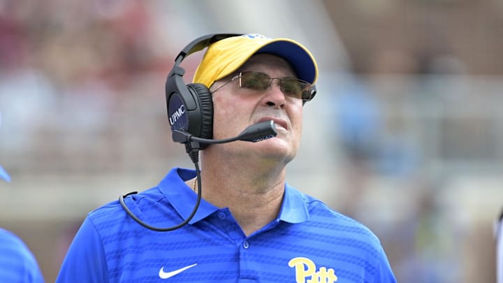 Oct 11, 2025; Tallahassee, Florida, USA; Pittsburgh Panthers head coach Pat Narduzzi during the second half against the Florida State Seminoles at Doak S. Campbell Stadium. Mandatory Credit: Melina Myers-Imagn Images Oct 11, 2025; Tallahassee, Florida, USA; Pittsburgh Panthers head coach Pat Narduzzi during the second half against the Florida State Seminoles at Doak S. Campbell Stadium. Mandatory Credit: Melina Myers-Imagn Images