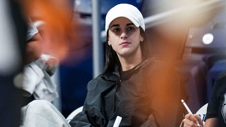 Indiana Fever guard Caitlin Clark (22) watches practice Saturday, Sept. 28, 2024, during a Butler men’s basketball practice at Hinkle Fieldhouse in Indianapolis. As part of Family Weekend at Butler, the men's basketball team opened its practice to fans. Indiana Fever guard Caitlin Clark (22) watches practice Saturday, Sept. 28, 2024, during a Butler men’s basketball practice at Hinkle Fieldhouse in Indianapolis. As part of Family Weekend at Butler, the men's basketball team opened its practice to fans.