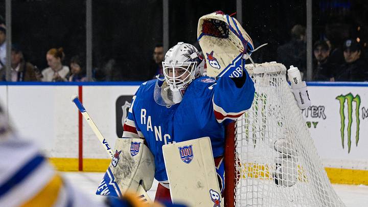 Apr 8, 2026; New York, New York, USA; New York Rangers goaltender Igor Shesterkin (31) makes a glove save against the Buffalo Sabres during the third period at Madison Square Garden. Mandatory Credit: Dennis Schneidler-Imagn Images Apr 8, 2026; New York, New York, USA; New York Rangers goaltender Igor Shesterkin (31) makes a glove save against the Buffalo Sabres during the third period at Madison Square Garden. Mandatory Credit: Dennis Schneidler-Imagn Images