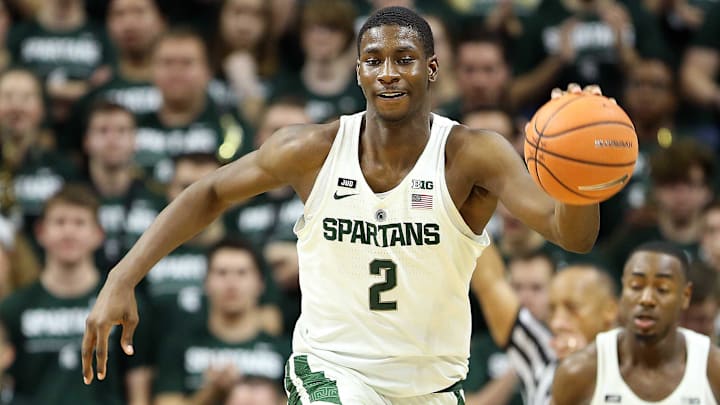 Feb 20, 2018; East Lansing, MI, USA; Michigan State Spartans forward Jaren Jackson Jr. (2) controls the ball against the Illinois Fighting Illini during the first half of a game at Jack Breslin Student Events Center. Mandatory Credit: Mike Carter-Imagn Images Feb 20, 2018; East Lansing, MI, USA; Michigan State Spartans forward Jaren Jackson Jr. (2) controls the ball against the Illinois Fighting Illini during the first half of a game at Jack Breslin Student Events Center. Mandatory Credit: Mike Carter-Imagn Images
