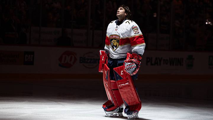 Apr 4, 2026; Pittsburgh, Pennsylvania, USA; Florida Panthers goalie Sergei Bobrovsky (72) looks on against the Pittsburgh Penguins before the first period at PPG Paints Arena. Mandatory Credit: Mark Alberti-Imagn Images Apr 4, 2026; Pittsburgh, Pennsylvania, USA; Florida Panthers goalie Sergei Bobrovsky (72) looks on against the Pittsburgh Penguins before the first period at PPG Paints Arena. Mandatory Credit: Mark Alberti-Imagn Images