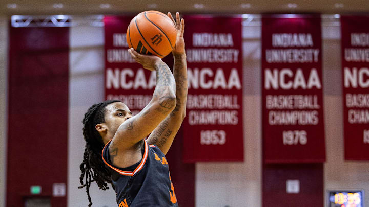 Sam Houston State Bearkats guard Lamar Wilkerson (3) shoots the ball  in the second half against the Indiana Hoosiers at Simon Skjodt Assembly Hall.