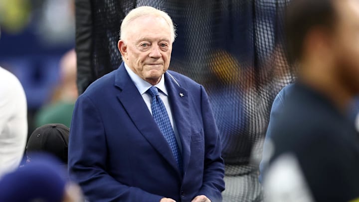 Dallas Cowboys owner Jerry Jones looks on before the game against the Green Bay Packers at AT;T Stadium.