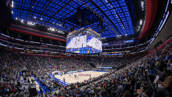 A general view of Little Caesars Arena during the first quarter of a game between the Detroit Pistons and the Portland Trail Blazers. 