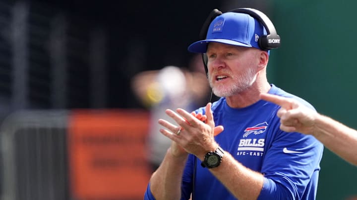 Sep 14, 2025; East Rutherford, New Jersey, USA; Buffalo Bills head coach Sean McDermott during the second half at MetLife Stadium.