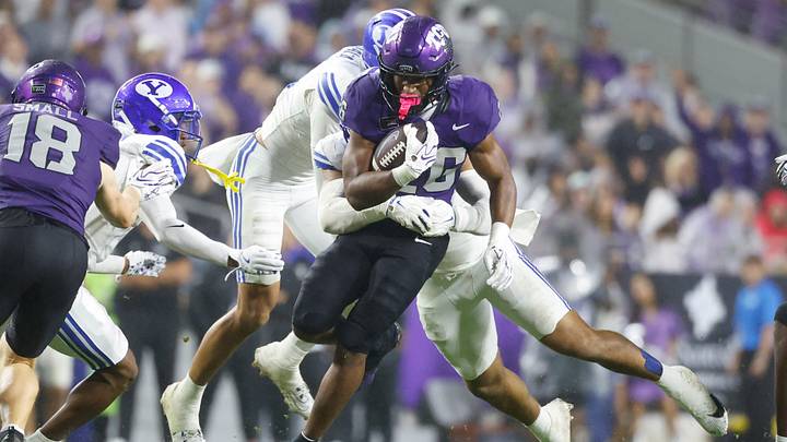 Oct 3, 2026; Fort Worth, Texas, USA; TCU Horned Frogs running back Jeremy Payne (26) carries the ball against the BYU Cougars during the second half at Amon G. Carter Stadium. Mandatory Credit: Chris Jones-Imagn Images Oct 3, 2026; Fort Worth, Texas, USA; TCU Horned Frogs running back Jeremy Payne (26) carries the ball against the BYU Cougars during the second half at Amon G. Carter Stadium. Mandatory Credit: Chris Jones-Imagn Images