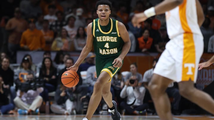 Dec 5, 2023; Knoxville, Tennessee, USA; George Mason Patriots guard Keyshawn Hall (4). Dec 5, 2023; Knoxville, Tennessee, USA; George Mason Patriots guard Keyshawn Hall (4).