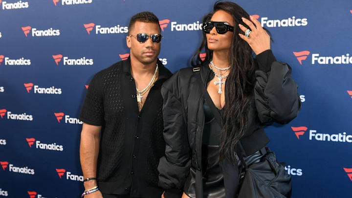 Russell Wilson and Ciara at the Fanatics Super Bowl Party.