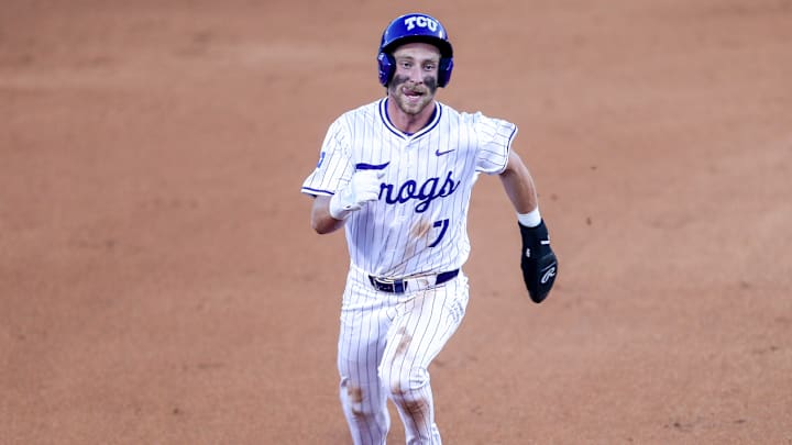 TCU infielder Cole Cramer takes his base during the game with Baylor on Friday, April 25. With the 2-1 series win, the Frogs moved up to No. 2 in this week's Big 12 Baseball Power Rankings. TCU infielder Cole Cramer takes his base during the game with Baylor on Friday, April 25. With the 2-1 series win, the Frogs moved up to No. 2 in this week's Big 12 Baseball Power Rankings.