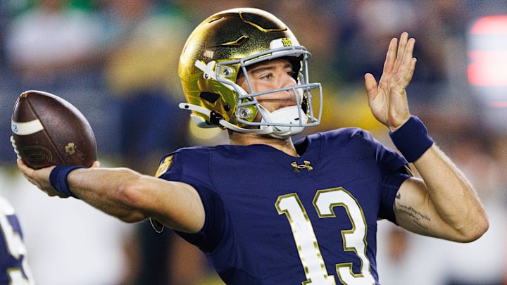 Notre Dame quarterback CJ Carr and the Fighting Irish have an 0-2 record to start the 2025 college football season with losses to Miami and Texas A&M. Notre Dame quarterback CJ Carr and the Fighting Irish have an 0-2 record to start the 2025 college football season with losses to Miami and Texas A&M.