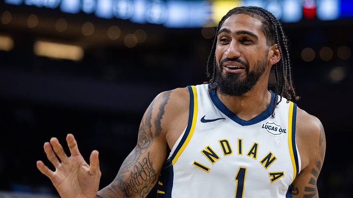 Oct 10, 2026; Indianapolis, Indiana, USA;  Indiana Pacers forward Obi Toppin (1) in the second half against the Atlanta Hawks at Gainbridge Fieldhouse.  Mandatory Credit: Trevor Ruszkowski-Imagn Images