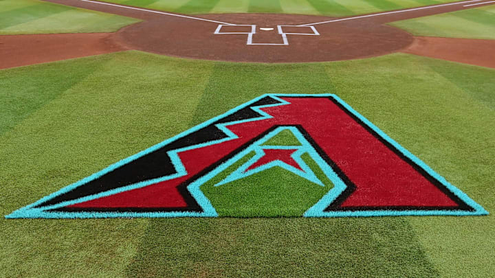Apr 16, 2024; Phoenix, Arizona, USA; General view of the Arizona Diamondbacks logo on the field prior to the game against the Chicago Cubs at Chase Field. Mandatory Credit: Matt Kartozian-Imagn Images Apr 16, 2024; Phoenix, Arizona, USA; General view of the Arizona Diamondbacks logo on the field prior to the game against the Chicago Cubs at Chase Field. Mandatory Credit: Matt Kartozian-Imagn Images