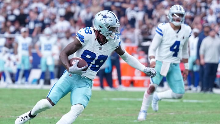 Sep 24, 2023; Glendale, Arizona, USA; Dallas Cowboys wide receiver CeeDee Lamb (88) runs with the