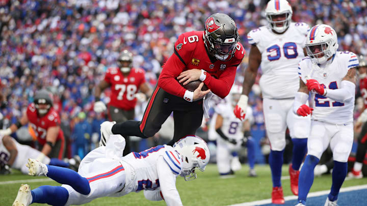Baker Mayfield and the Tampa Bay Buccaneers failed to make up ground in the NFC after a Week 11 loss to the Bills. Baker Mayfield and the Tampa Bay Buccaneers failed to make up ground in the NFC after a Week 11 loss to the Bills.