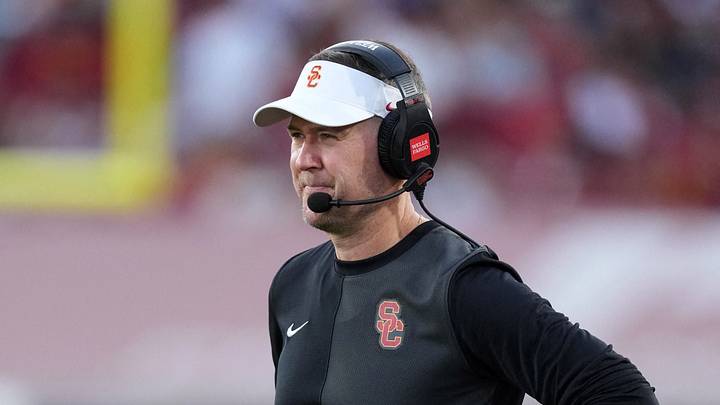 Aug 30, 2025; Los Angeles, California, USA; Southern California Trojans head coach Lincoln Riley watches from the sidelines against the Missouri State Bears in the first half at United Airlines Field at Los Angeles Memorial Coliseum. Mandatory Credit: Kirby Lee-Imagn Images Aug 30, 2025; Los Angeles, California, USA; Southern California Trojans head coach Lincoln Riley watches from the sidelines against the Missouri State Bears in the first half at United Airlines Field at Los Angeles Memorial Coliseum. Mandatory Credit: Kirby Lee-Imagn Images