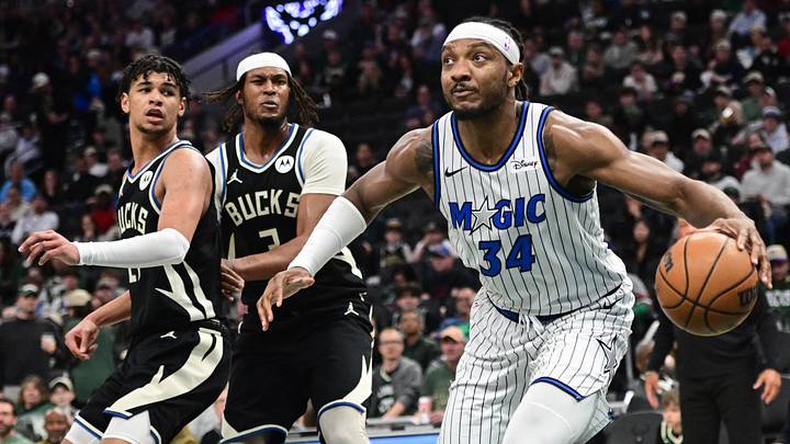 Mar 8, 2026; Milwaukee, Wisconsin, USA; Orlando Magic center Wendell Carter Jr. (34) looks for a shot against Milwaukee Bucks forward Ousmane Dieng (21) and center Myles Turner (3) in the third quarter at Fiserv Forum. Mandatory Credit: Benny Sieu-Imagn Images Mar 8, 2026; Milwaukee, Wisconsin, USA; Orlando Magic center Wendell Carter Jr. (34) looks for a shot against Milwaukee Bucks forward Ousmane Dieng (21) and center Myles Turner (3) in the third quarter at Fiserv Forum. Mandatory Credit: Benny Sieu-Imagn Images