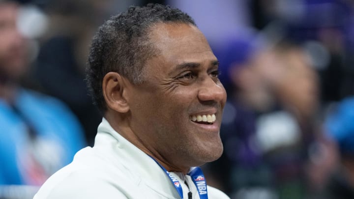 November 20, 2022; Sacramento, California, USA; Detroit Pistons general manager Troy Weaver before the game against the Sacramento Kings at Golden 1 Center. Mandatory Credit: Kyle Terada-USA TODAY Sports