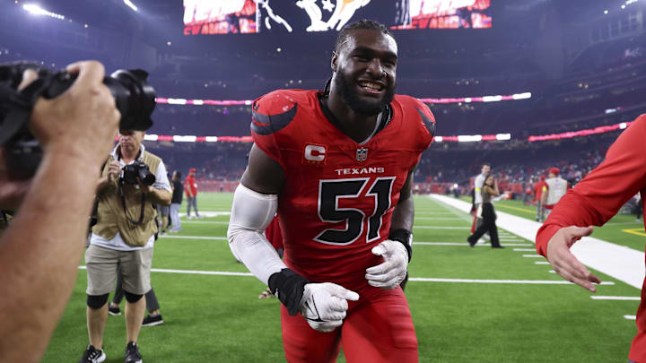 Nov 20, 2025; Houston, Texas, USA; Houston Texans defensive end Will Anderson Jr. (51) runs off the field after the game against the Buffalo Bills at NRG Stadium. Mandatory Credit: Troy Taormina-Imagn Images Nov 20, 2025; Houston, Texas, USA; Houston Texans defensive end Will Anderson Jr. (51) runs off the field after the game against the Buffalo Bills at NRG Stadium. Mandatory Credit: Troy Taormina-Imagn Images