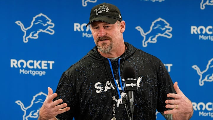 Detroit Lions head coach Dan Campbell speaks at Meijer Performance Center in Allen Park on Friday, Jan.3, 2025.