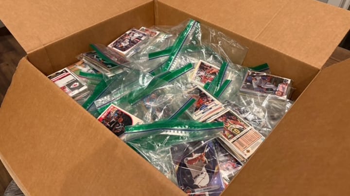 "Operation Christmas Child" packages of sports cards "Operation Christmas Child" packages of sports cards