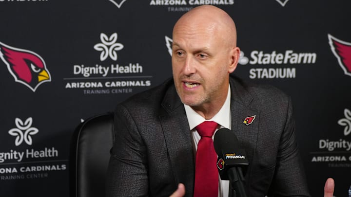Cardinals general manager Monti Ossenfort speaks about Walter Nolen during a news conference inside the Arizona Cardinals training facility on April 24, 2025, in Tempe. Cardinals general manager Monti Ossenfort speaks about Walter Nolen during a news conference inside the Arizona Cardinals training facility on April 24, 2025, in Tempe.