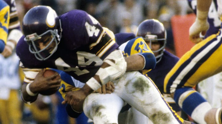 Dec 31, 1978; Los Angeles, CA, USA; FILE PHOTO; Minnesota Vikings running back Chuck Foreman (44) in action against the Los Angeles Rams during the 1978 NFC Divisional Playoff Game at the Coliseum.