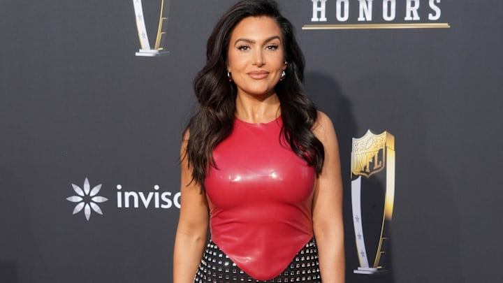 Molly Qerim on the red carpet before the NFL Honors show at Resorts World Theatre. Molly Qerim on the red carpet before the NFL Honors show at Resorts World Theatre.