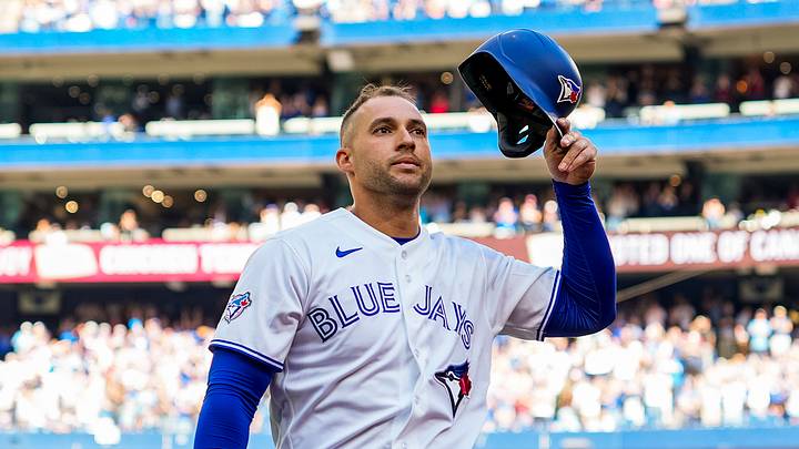 Blue Jays designated hitter George Springer (4) waves to the fans after being replaced after hitting a double in his final at-bat of 2026. Credit: Kevin Sousa-Imagn I Blue Jays designated hitter George Springer (4) waves to the fans after being replaced after hitting a double in his final at-bat of 2026. Credit: Kevin Sousa-Imagn I
