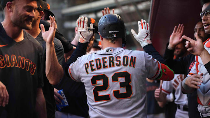San Francisco Giants designated hitter Joc Pederson (23)