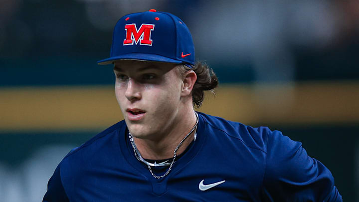 Ole Miss Rebels LHP Walker Hooks during the Shriners Children's College Showdown in Arlington, Texas.