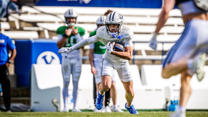 BYU wide receiver Tei Nacua at BYU football Spring camp